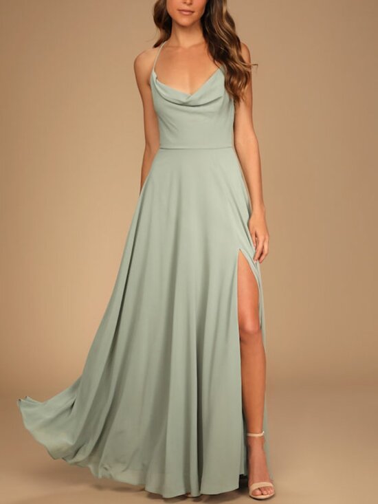 Lulus Dresses & Skirts - Lulus Romantically Speaking Sage Green Cowl Neck Lace-Up Maxi Dress NWT Size M